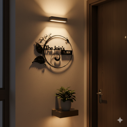 Round Floral nameplate